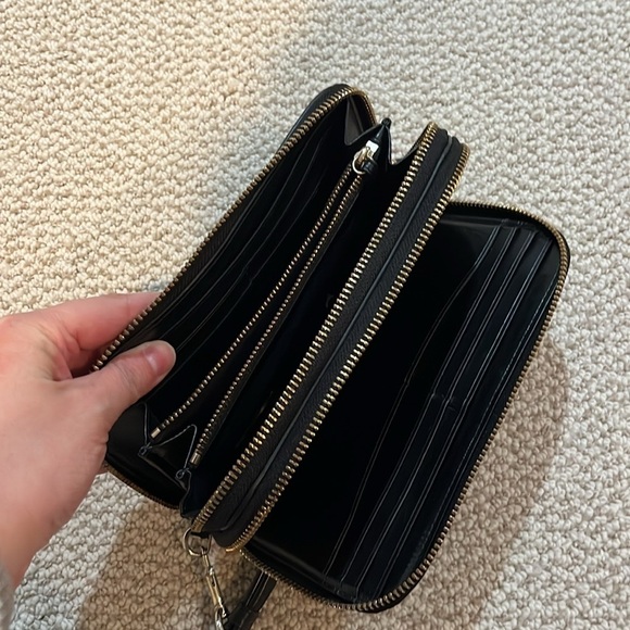 Coach Black Calf Leather Long Zip Around Wristlet Wallet CR623 - Picture 4 of 5